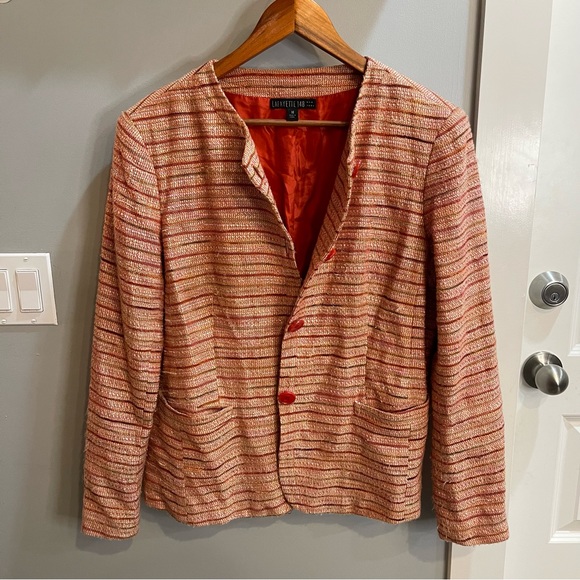 LAFAYETTE 148 Orange Tweed Blazer Size 14 - Picture 3 of 15